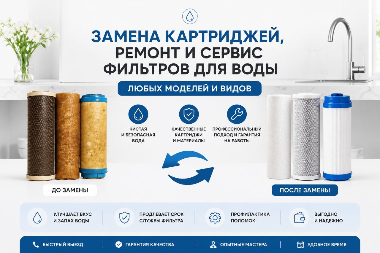 Замена картриджей до и после